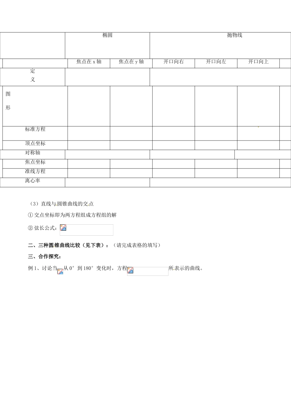 安徽省阜阳市第五中学高中数学 圆锥曲线小结导学案 新人教A版必修2_第2页