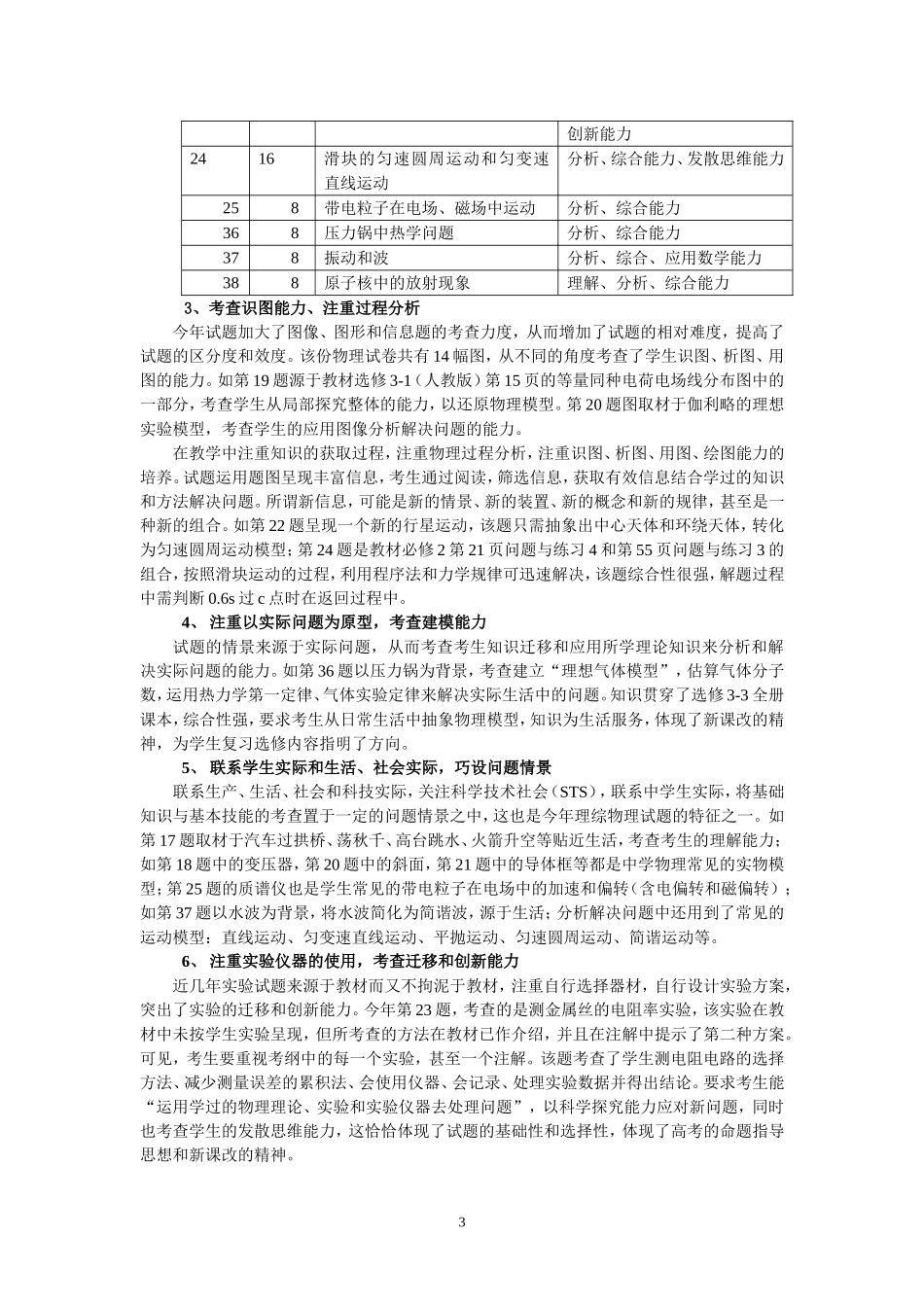 对２００７年山东省理综高中物理试题分析人教版_第3页