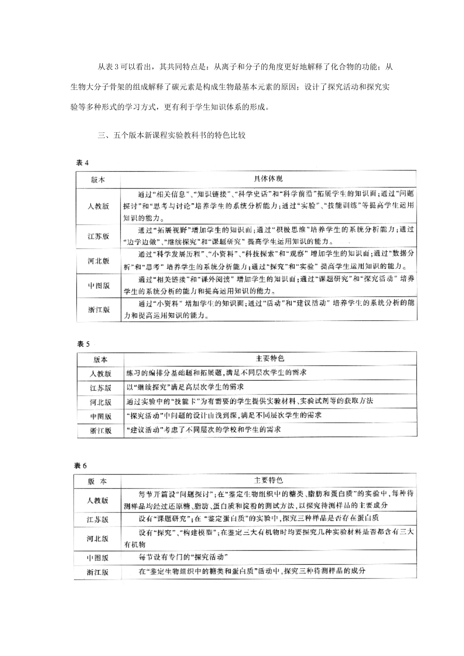 对不同版本高中生物新课程实验教科书的初步比较以“生命的物质基础”为例_第3页