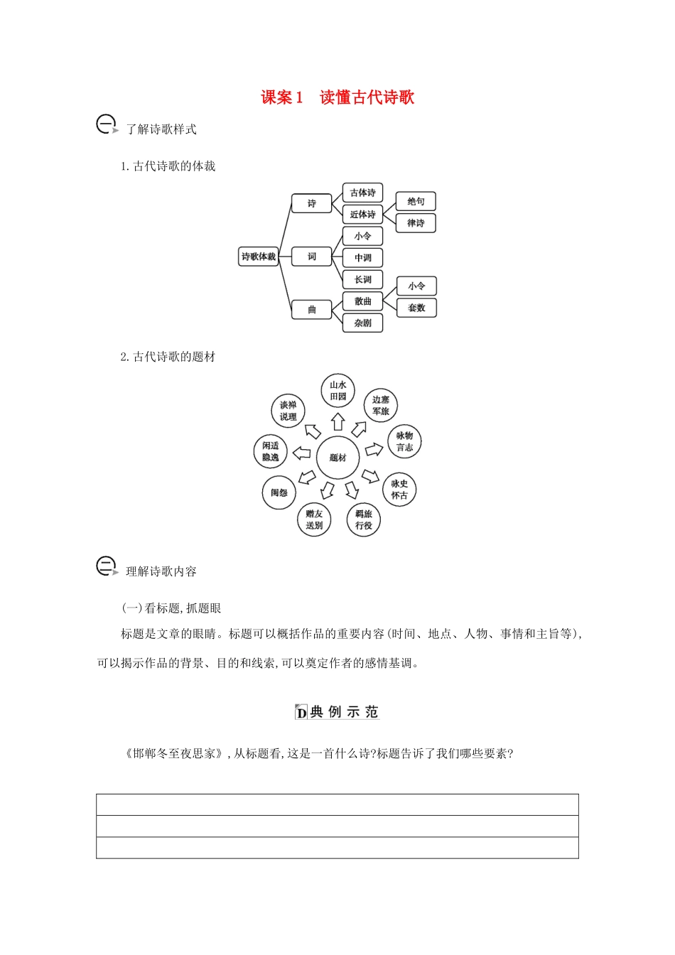 版高考语文一轮复习 专题十二 古代诗歌鉴赏 课案1 读懂古代诗歌学案 新人教版-新人教版高三全册语文学案_第1页