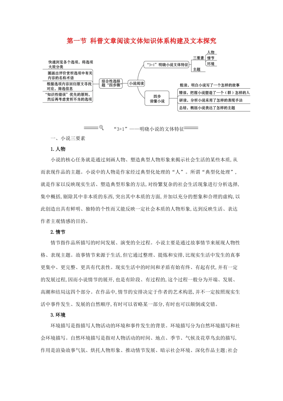 版高考语文总复习 第一部分 现代文阅读 第三章 文学类文本阅读 第一节 科普文章阅读文体知识体系构建及文本探究素材 新人教版-新人教版高三全册语文素材_第1页