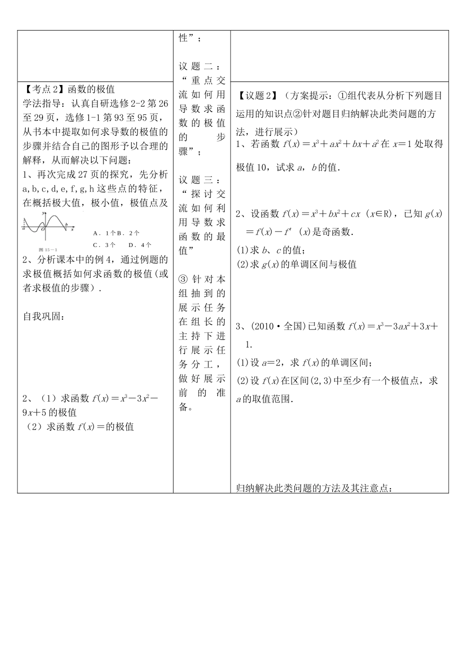 安徽省铜都双语学校高考数学总复习 导数在研究函数中的应用学案_第2页