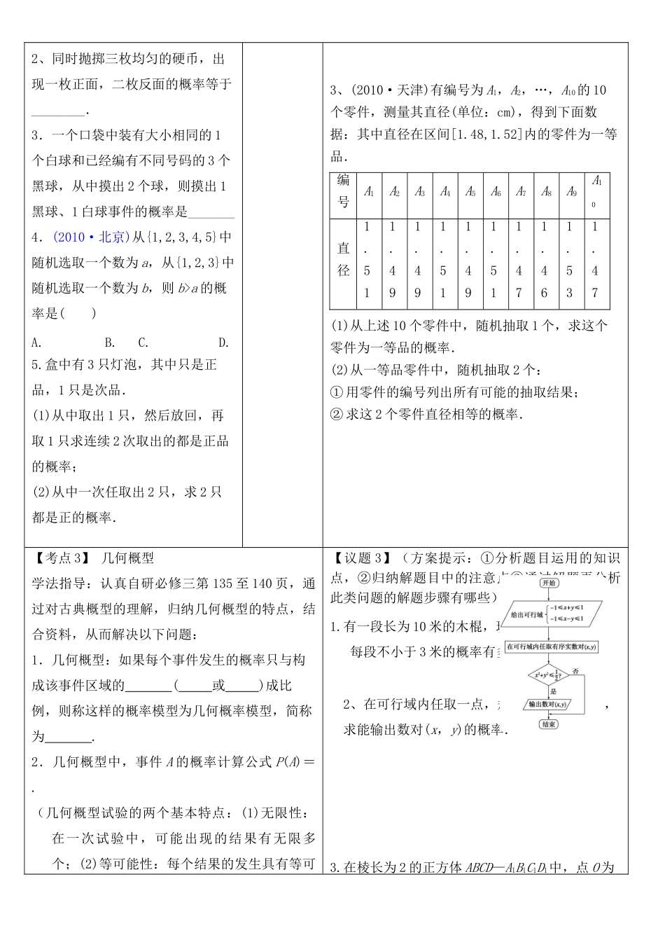 安徽省铜都双语学校高考数学总复习 概率学案_第3页