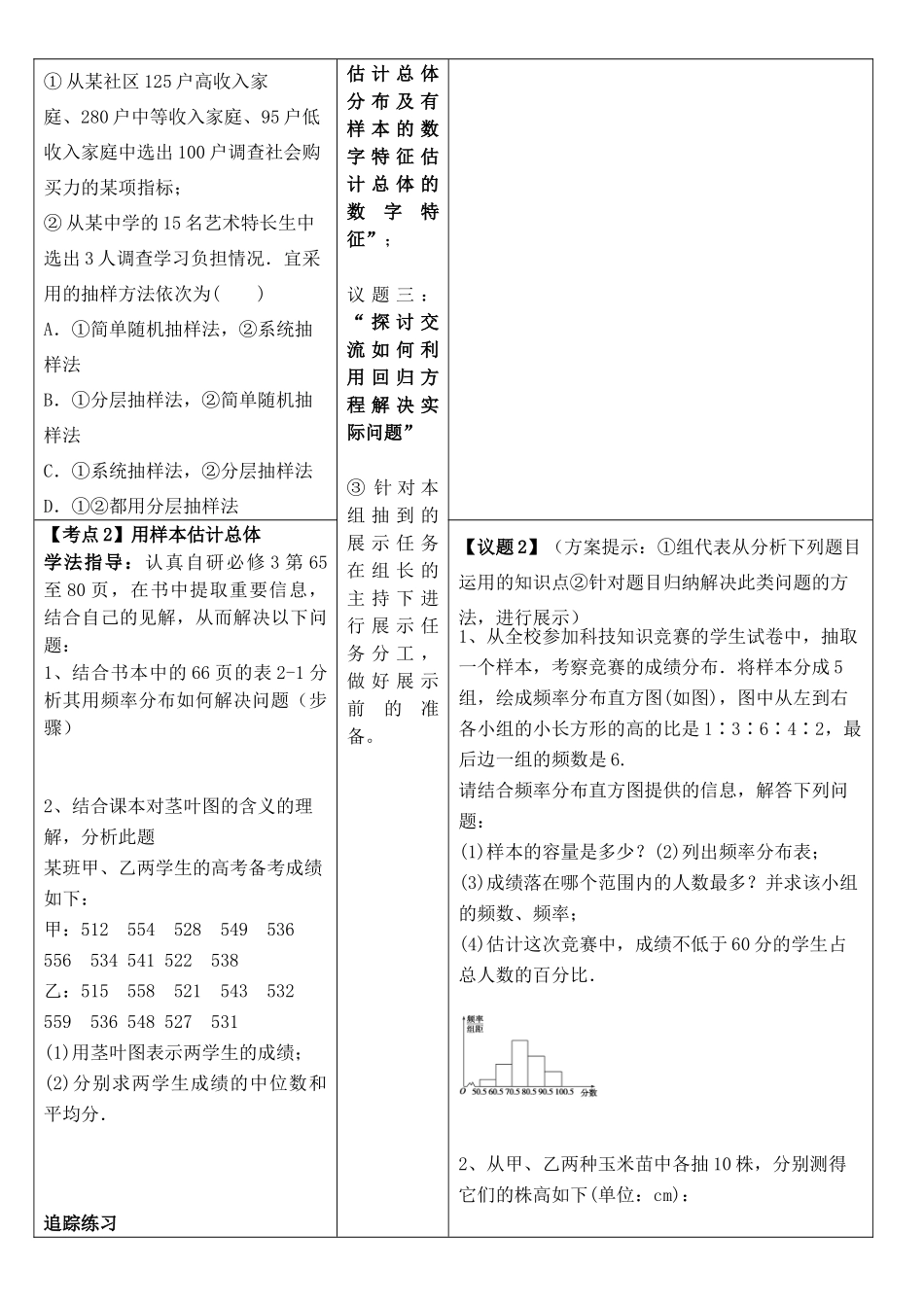 安徽省铜都双语学校高考数学总复习 统计学案_第2页