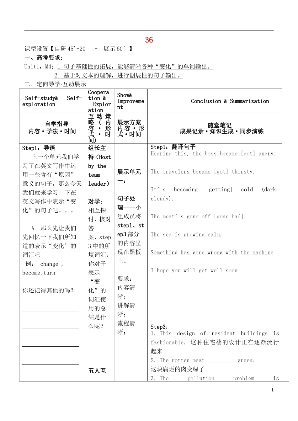安徽省铜陵市铜都双语学校高考英语一轮复习学案36_第1页