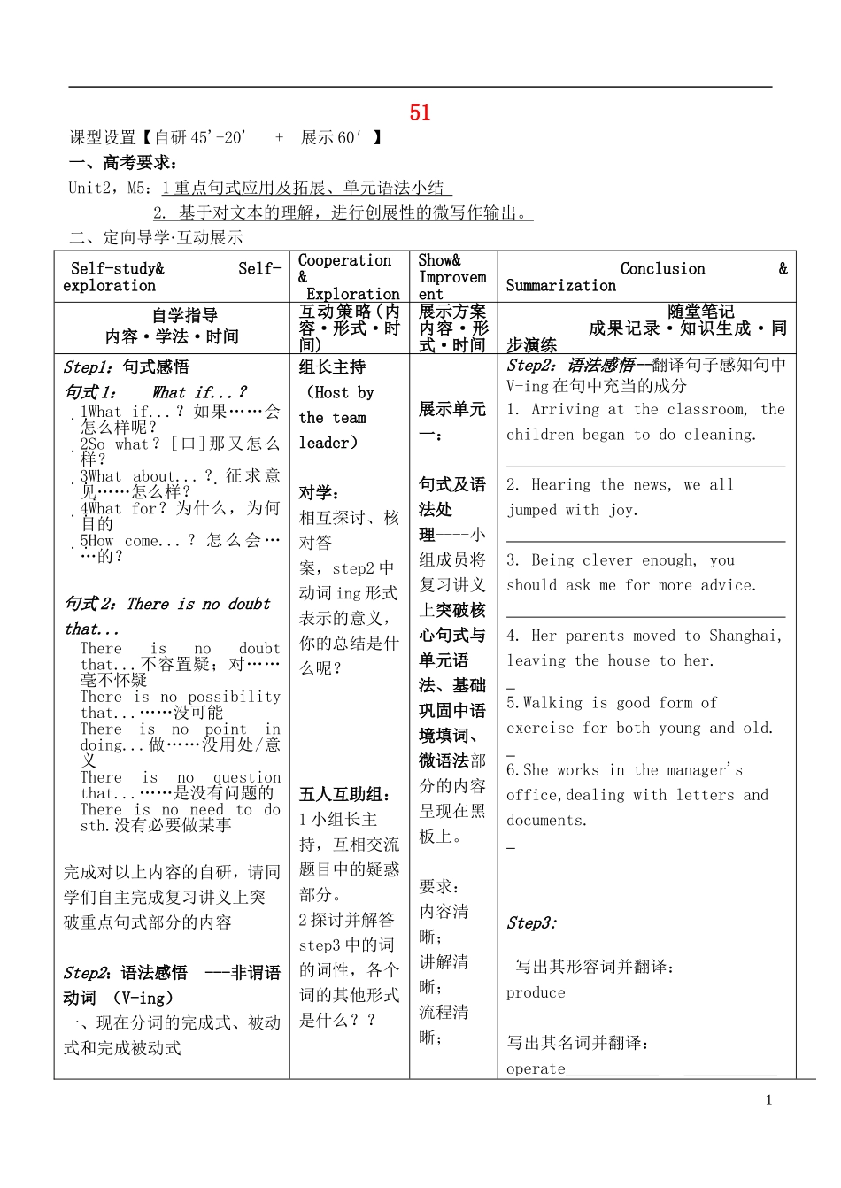 安徽省铜陵市铜都双语学校高考英语一轮复习学案51_第1页