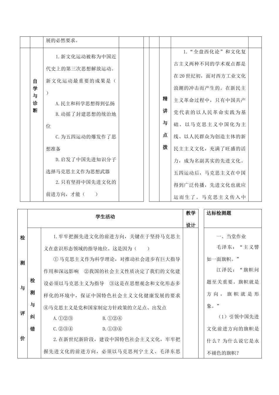 甘肃省金昌一中高二政治《坚持先进文化的前进方向》导学案 新人教版_第2页