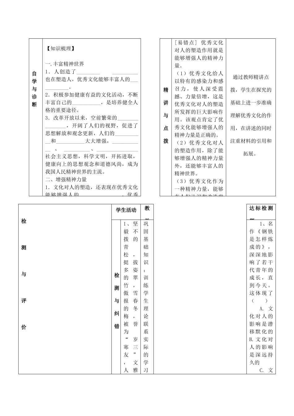 甘肃省金昌一中高二政治《文化塑造人生》导学案 新人教版_第2页