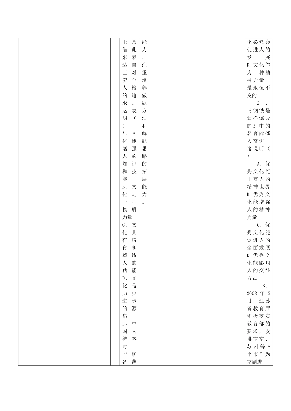 甘肃省金昌一中高二政治《文化塑造人生》导学案 新人教版_第3页