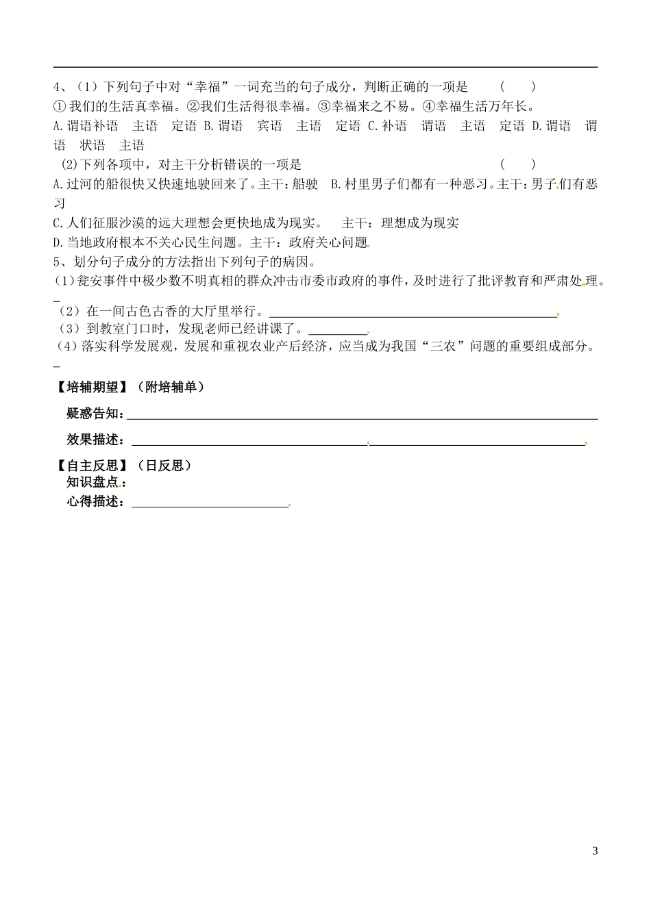 安徽省铜陵市铜都双语学校高三语文 懂一点语法常识（一）新学案 _第3页