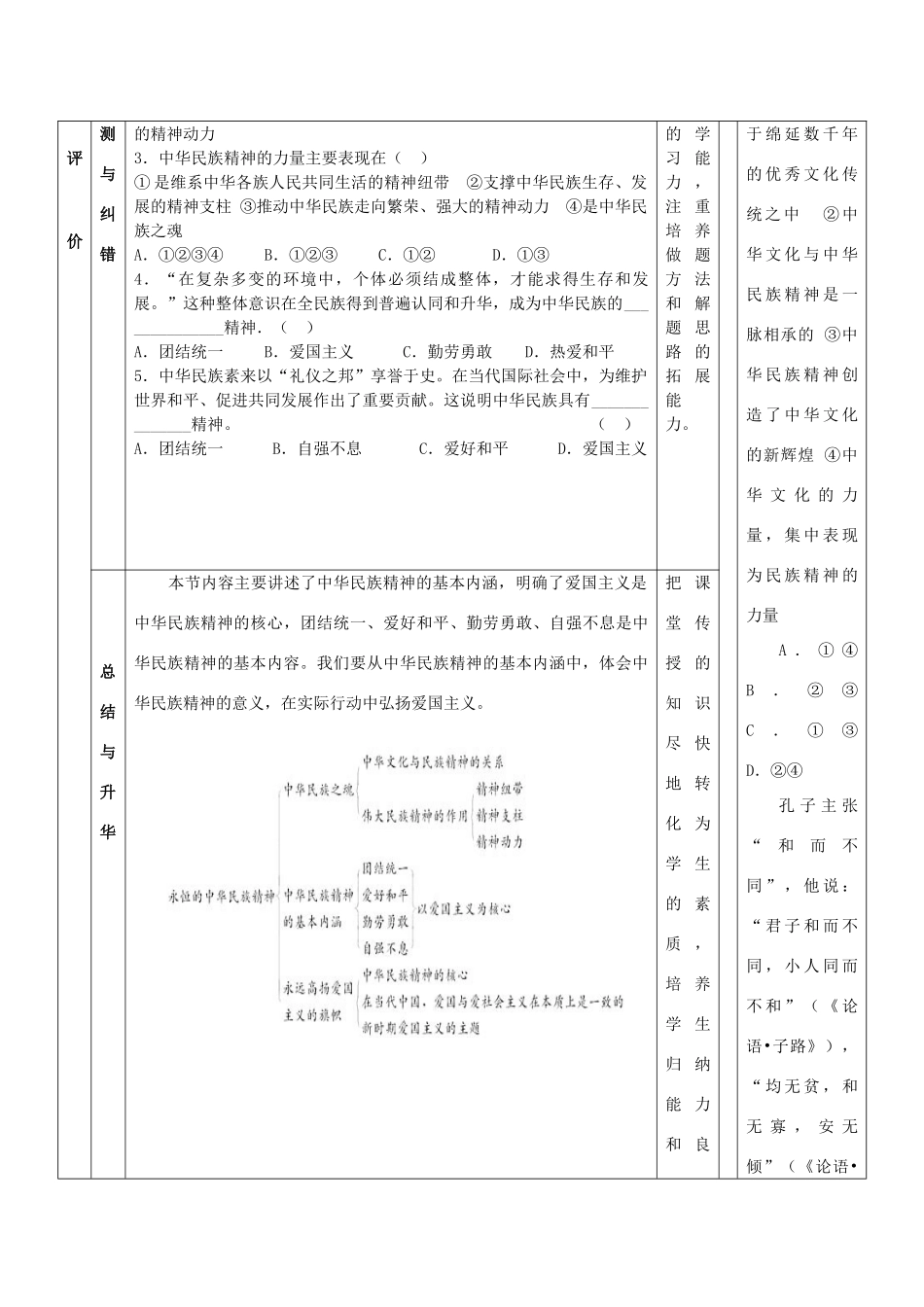 甘肃省金昌一中高二政治《永恒的中华民族精神》导学案 新人教版_第3页