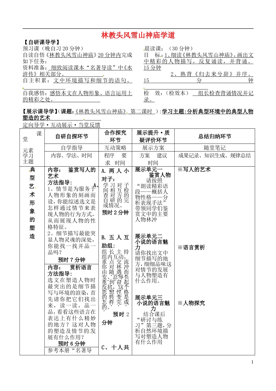 安徽省铜陵市铜都双语学校高三语文 林教头风雪山神庙学道复习学案2_第1页