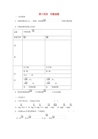 甘肃省张掖市2013届高三数学一轮学案 模块1 函数与导数 第14讲 对数函数 新人教A版