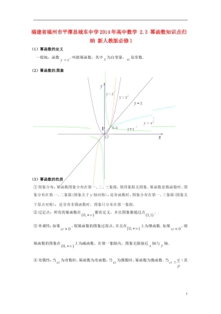 福建省福州市平潭县城东中学2014年高中数学 2.3 幂函数知识点归纳 新人教版必修1