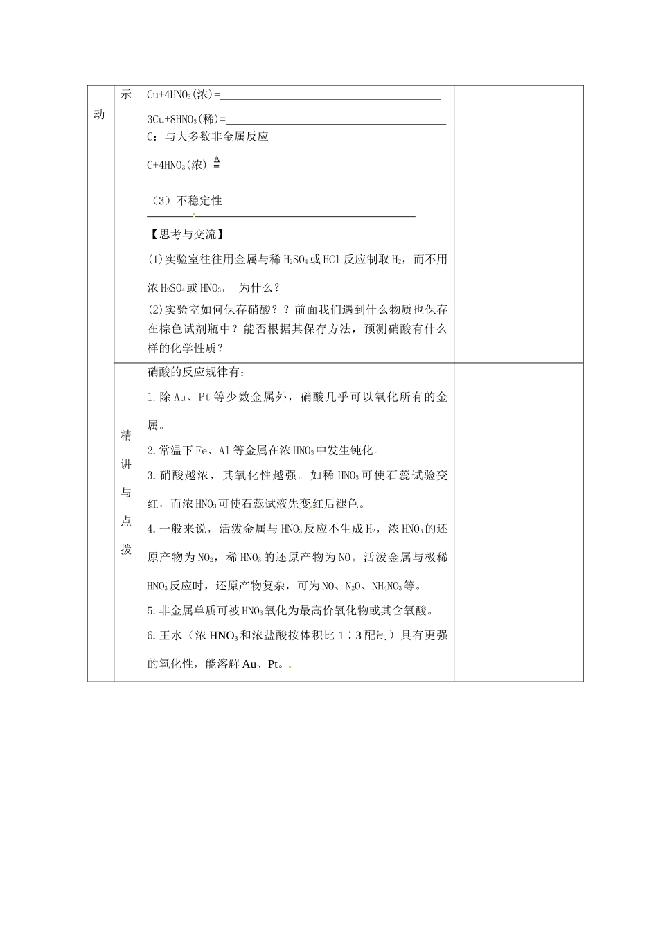 甘肃省金昌市第一中学2014高中化学 第四章氨 硫酸 硝酸导学案3 新人教版必修1_第2页