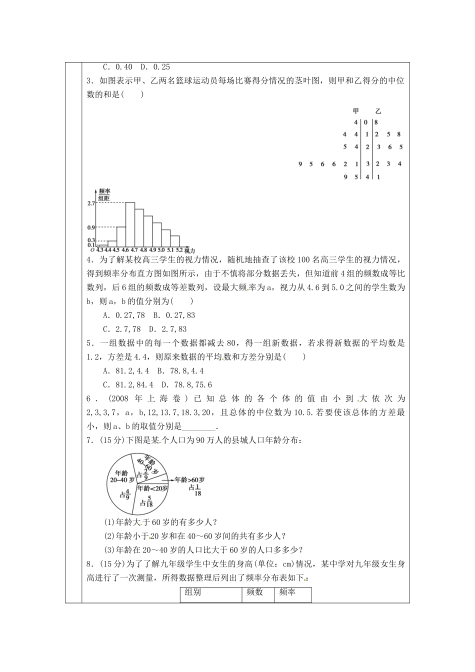 福建省平潭县高中数学 2.2.1 用样本的频率分布估计总体分布1导学案 新人教A版必修3_第2页