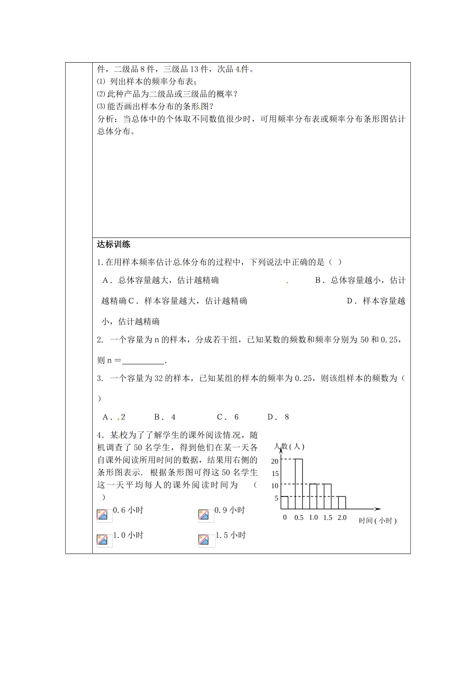 福建省平潭县高中数学 2.2.1 用样本的频率分布估计总体分布2导学案 新人教A版必修3_第2页