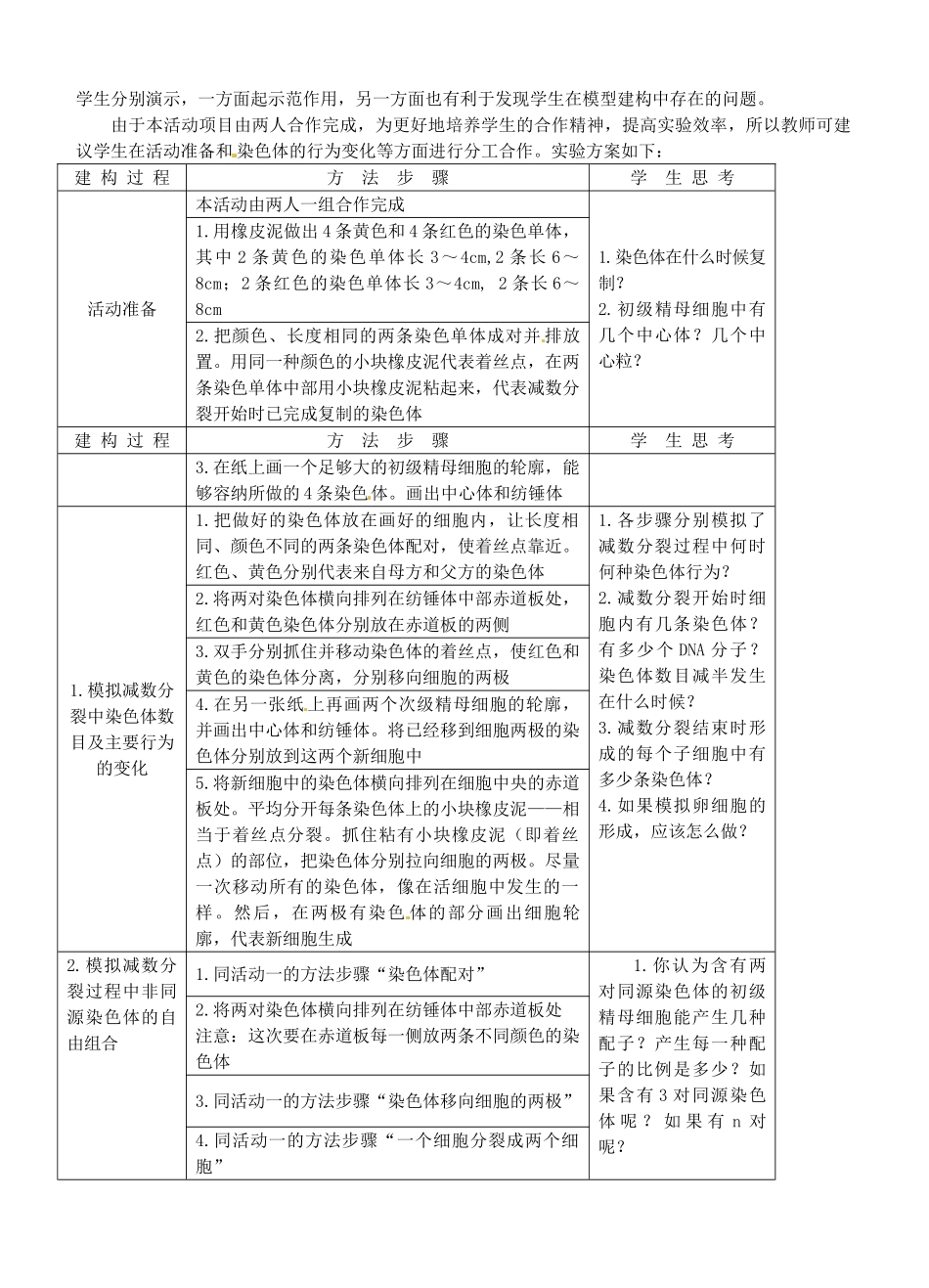福建省2014-2015学年高中生物 第1节 减数分裂和受精作用（第3课时）示范教案 新人教版必修2_第2页