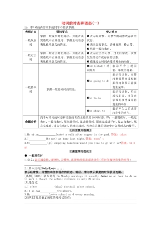 福建省南安六中高考英语语法 动词的时态和语态（一）导学案-人教版高三全册英语学案