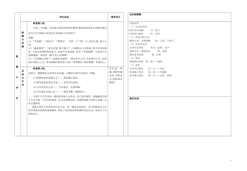 甘肃省金昌市第一中学高中语文《归去来兮辞》导学案2 新人教版必修5_第2页