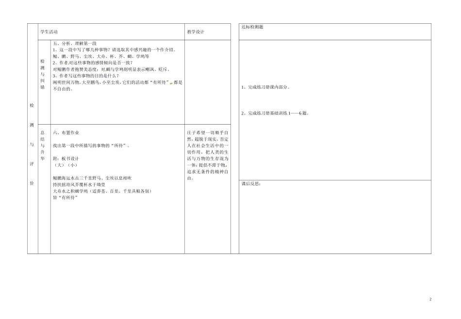 甘肃省金昌市第一中学高中语文《逍遥游》导学案1 新人教版必修5_第2页