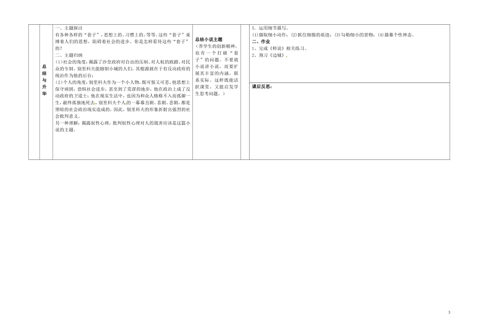 甘肃省金昌市第一中学高中语文《装在套子里的人》导学案3 新人教版必修5_第3页