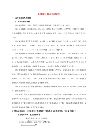 福建省上杭县高三化学 无机部分重点知识记忆-人教版高三全册化学素材