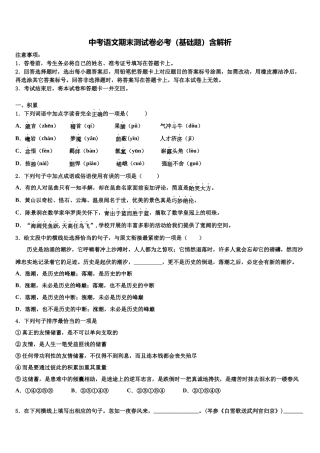 北京市西城区第十五中学中考语文模试卷含解析