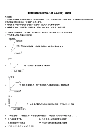 北京师大附中市级名校中考一模化学试题含解析