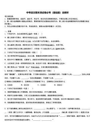 北京师大附中毕业升学考试模拟卷语文卷含解析