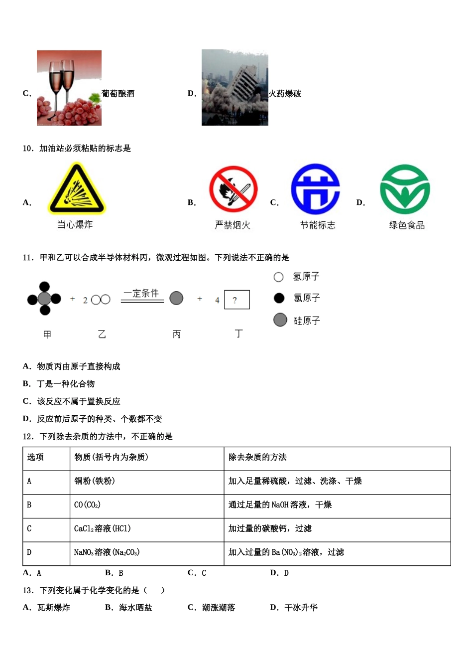 北京师范大学附属中学中考一模化学试题含解析_第3页