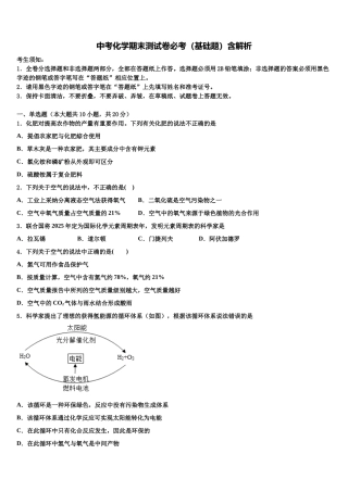 北京师范大附中达标名校中考化学模拟预测题含解析