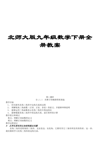 北师大版九年级数学下册全册教案