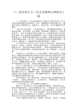 十三届全国人大三次会议精神心得体会5篇