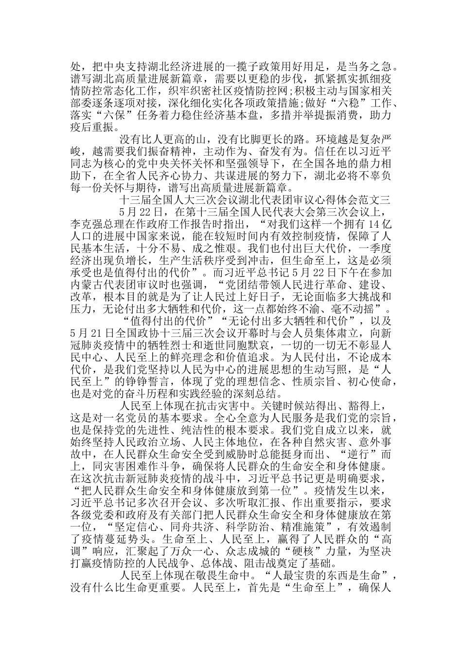 十三届全国人大三次会议湖北代表团审议心得体会3篇_第3页