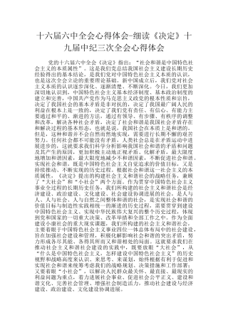 十六届六中全会心得体会-细读《决定》十九届中纪三次全会心得体会