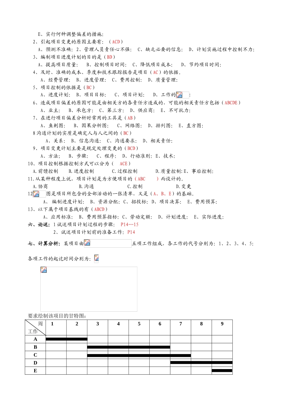 华东理工大学项目计划与控制复习资料有答案_第2页