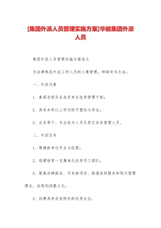 华能集团外派人员