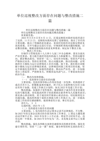 单位巡视整改方面存在问题与整改措施二篇