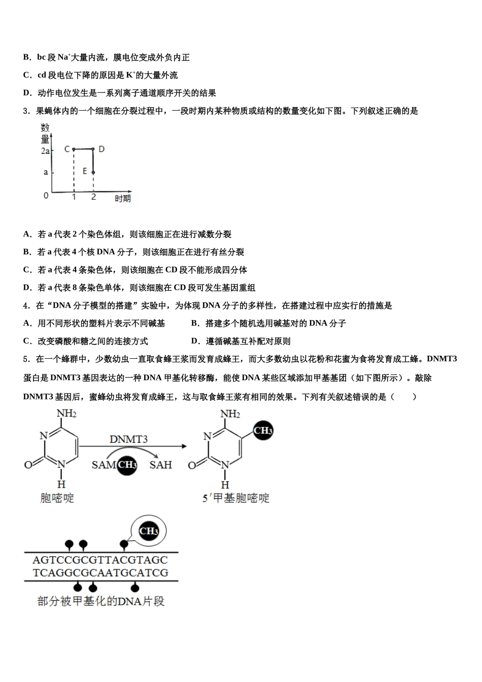 南昌市高三下第一次测试生物试题含解析_第2页