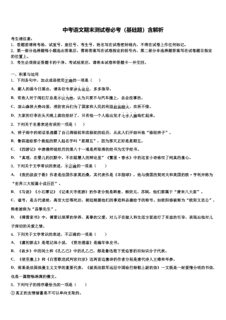 南省郴州市中考语文适应性模拟试题含解析