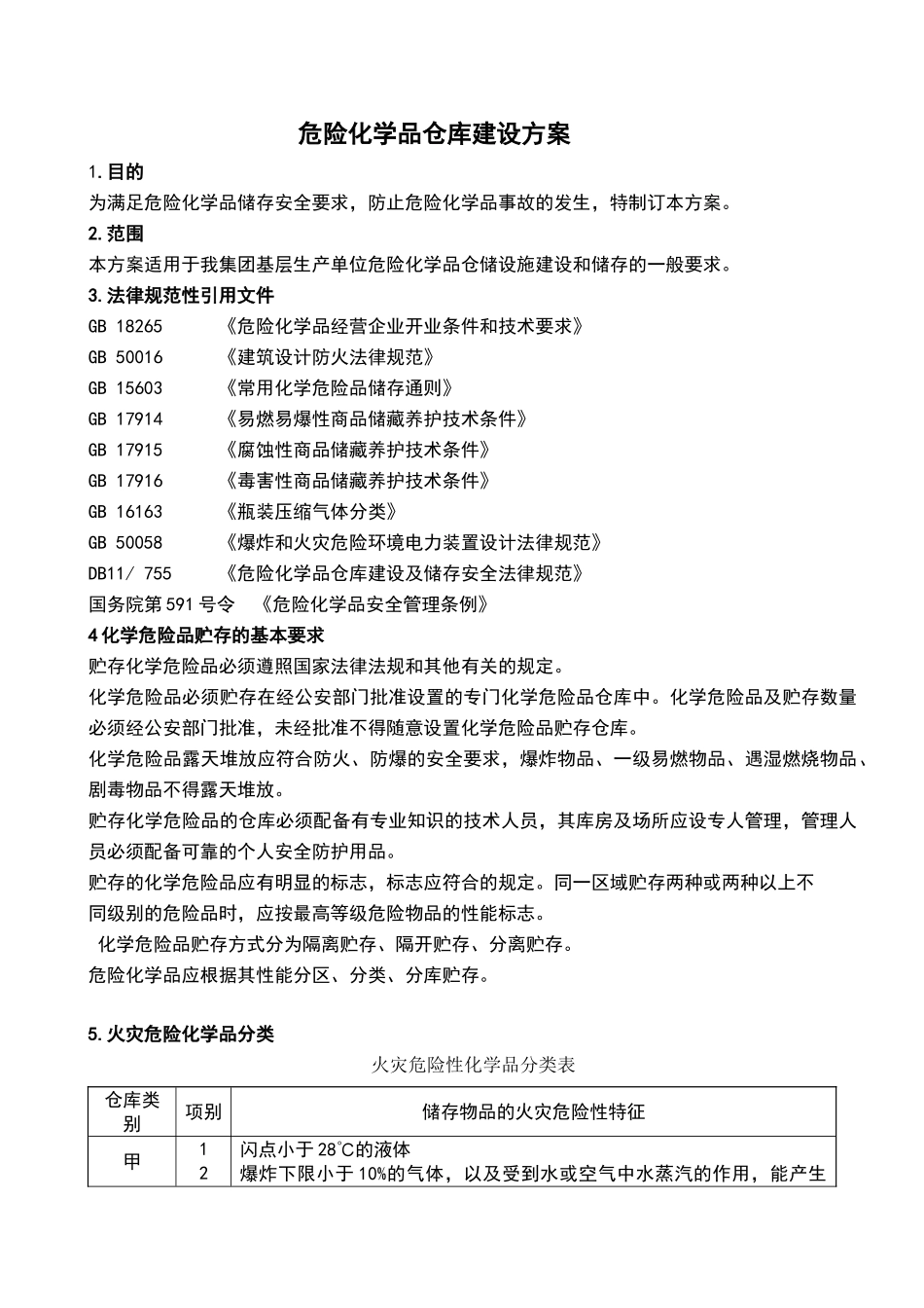 危险化学品仓库建设安全设计方案_第1页