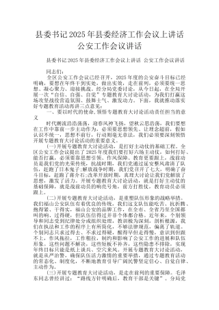 县委书记2025年县委经济工作会议上讲话-公安工作会议讲话