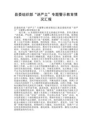 县委组织部“讲严立”专题警示教育情况汇报