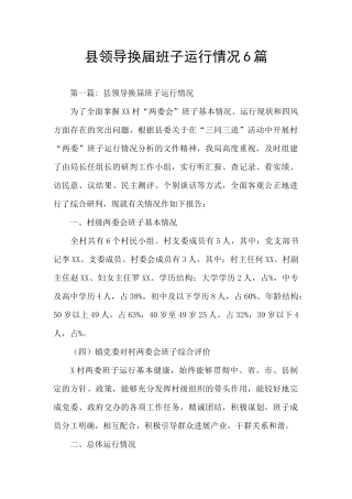 县领导换届班子运行情况6篇