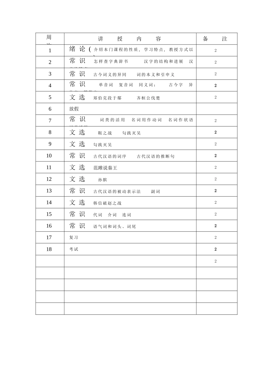 古代汉语第一学期教案_第2页