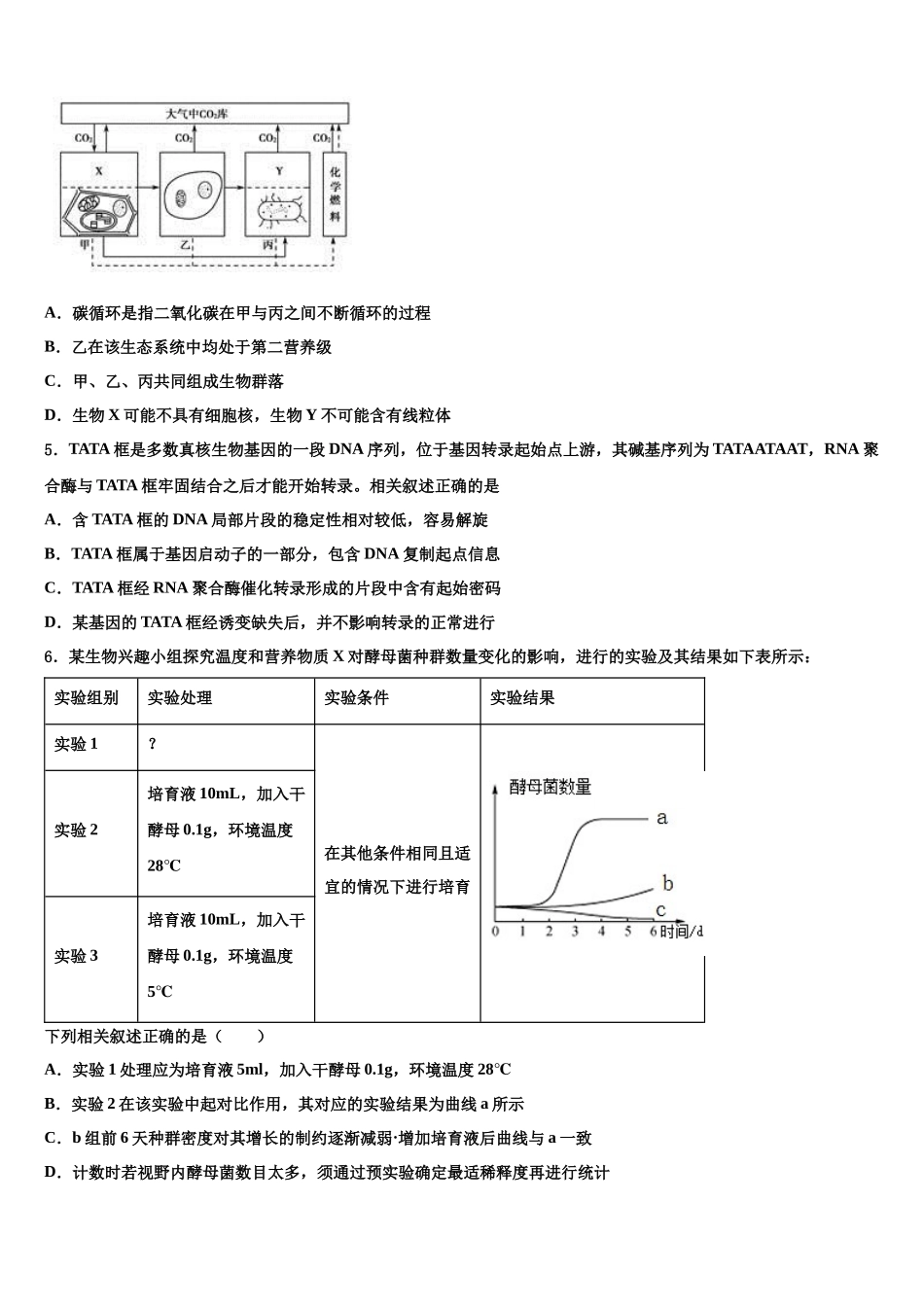 吉林省吉林市普通中学高考仿真卷生物试题含解析_第2页
