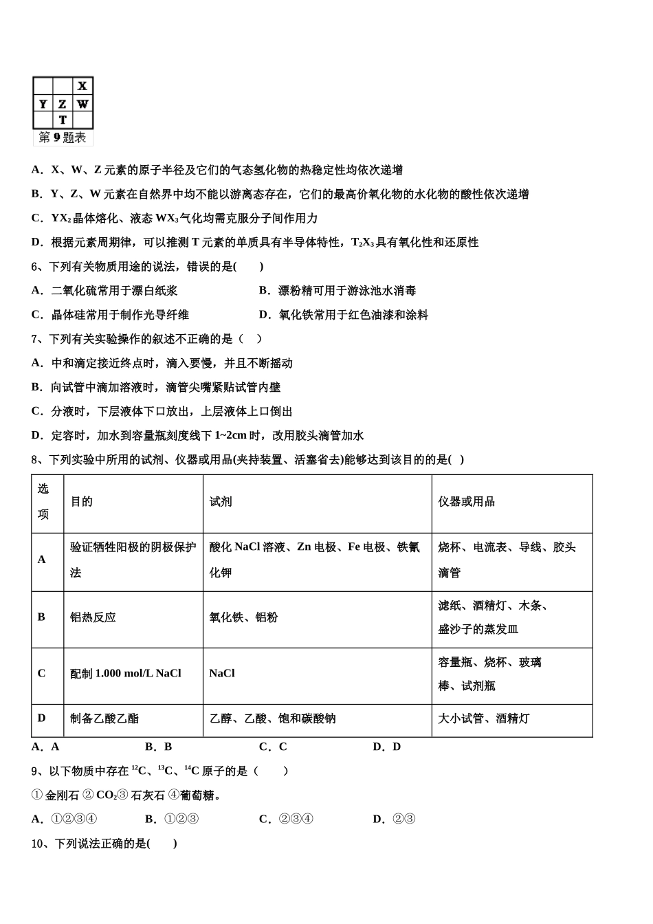 吉林省吉林市永吉实验高级中学高三压轴卷化学试卷含解析_第2页