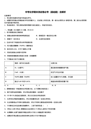 吉林省吉林市舒兰市中考化学适应性模拟试题含解析