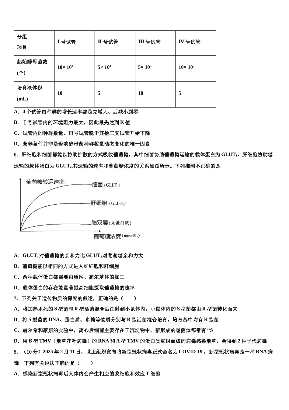 吉林省吉林市高三最后一模生物试题含解析_第2页